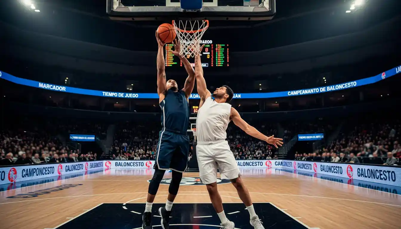 Jugadores de baloncesto NBA en acción durante un partido de temporada regular